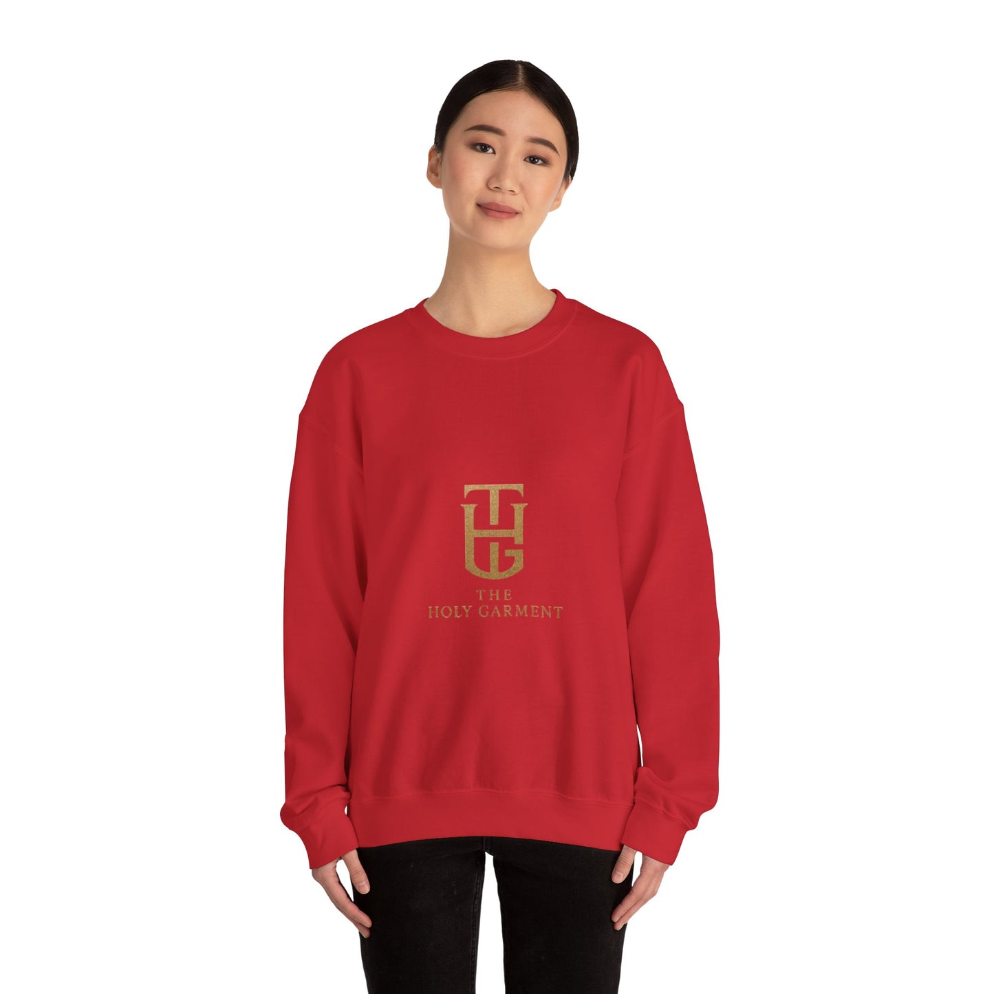 Crewneck Sweatshirt — The Holy Garment Gold Logo & Winged Emblem