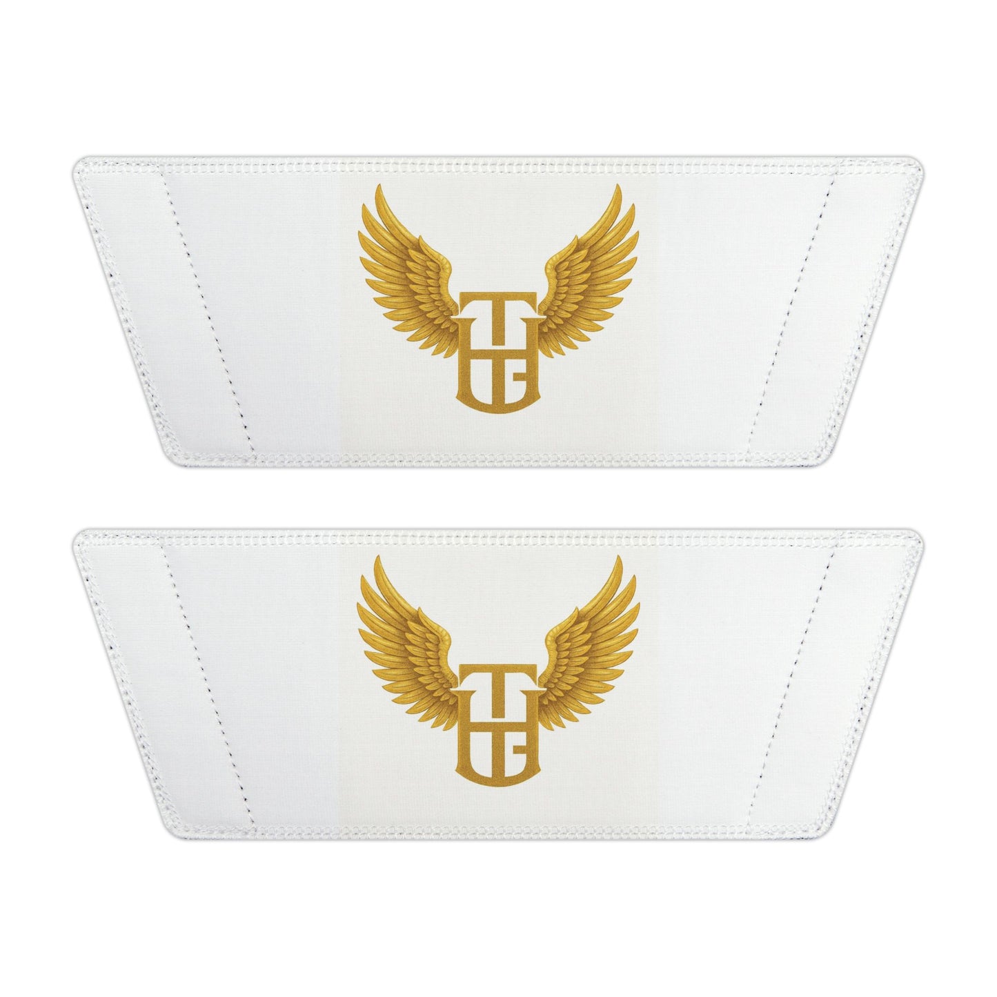 Youth Slides — White Removable-Strap Sandals with Gold Wing Emblem