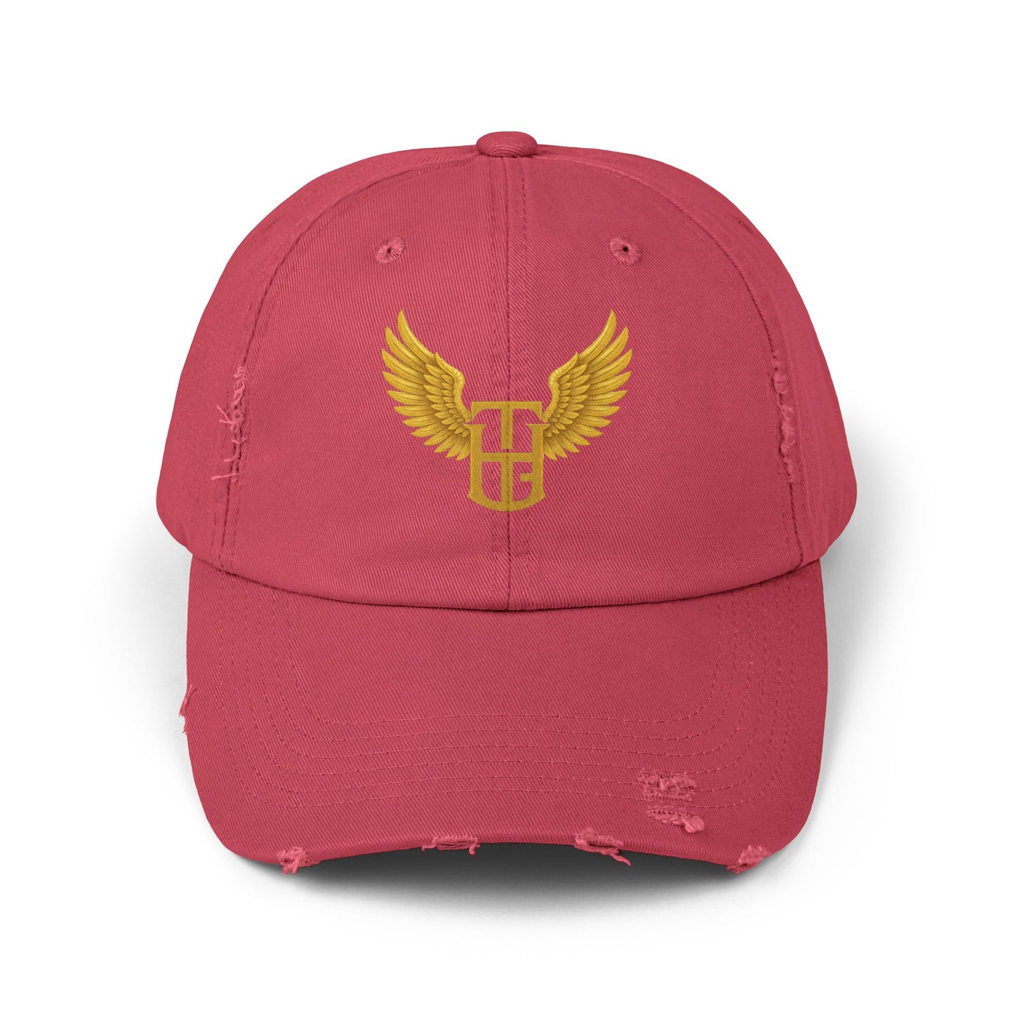 Distressed Wing Logo Cap — Gold Emblem Dad Hat
