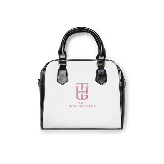 Shoulder Handbag — The Holy Garment Pink Logo Leather Satchel