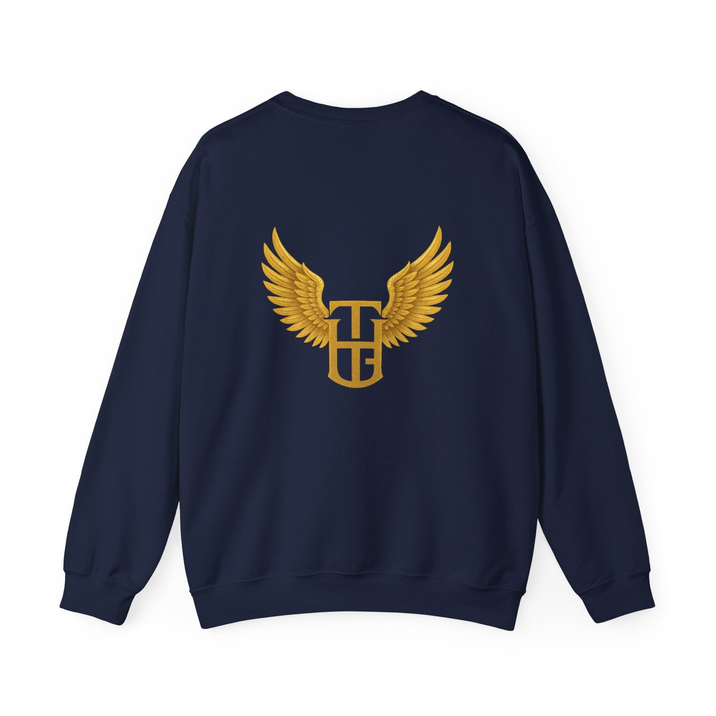Crewneck Sweatshirt — The Holy Garment Gold Logo & Winged Emblem