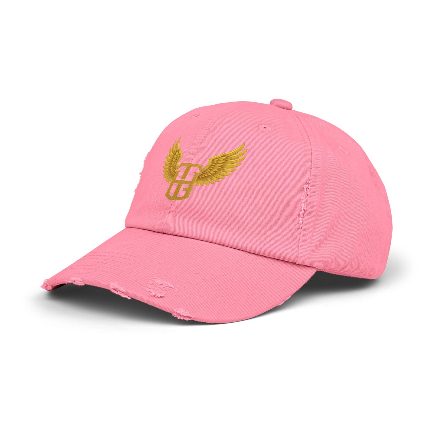 Distressed Wing Logo Cap — Gold Emblem Dad Hat