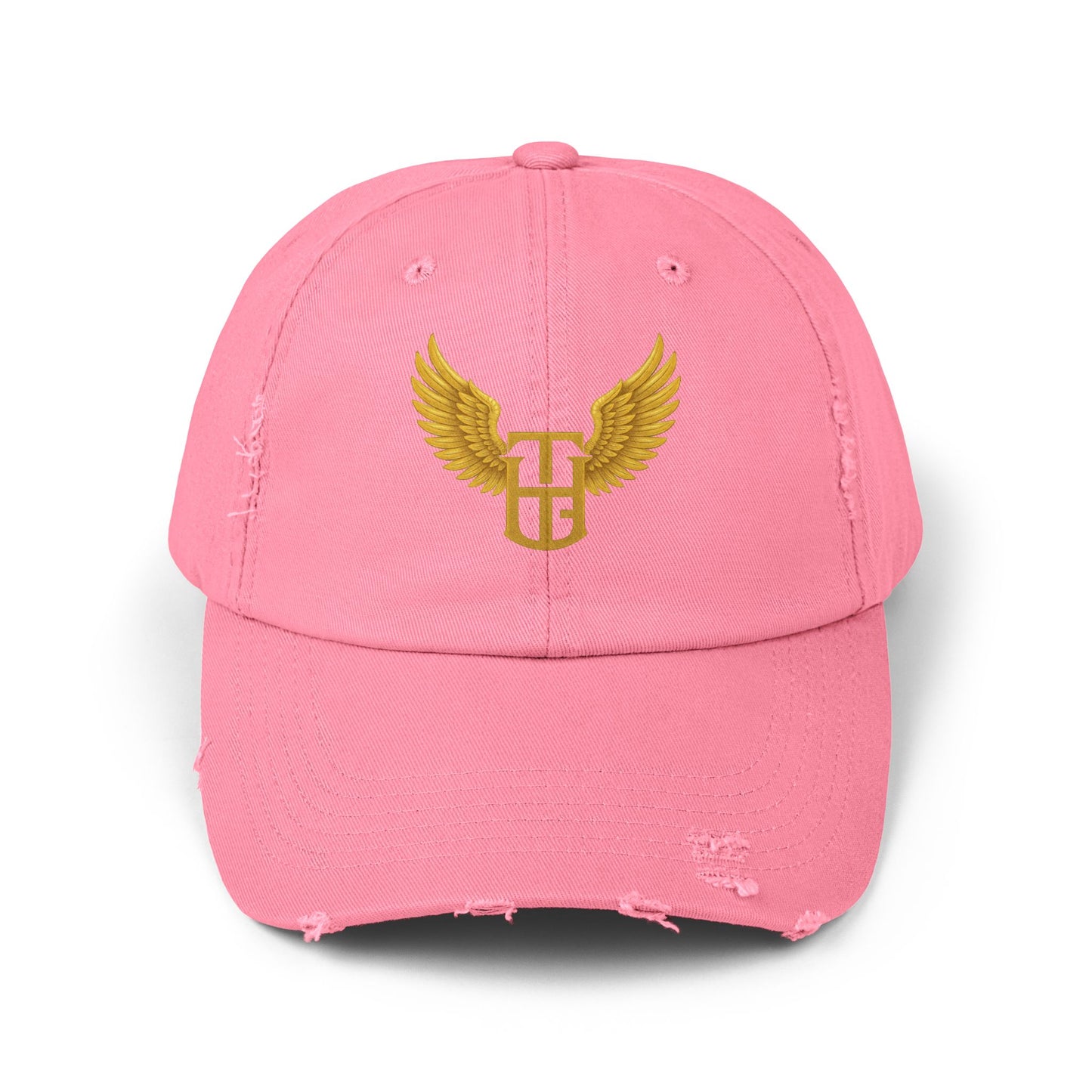 Distressed Wing Logo Cap — Gold Emblem Dad Hat