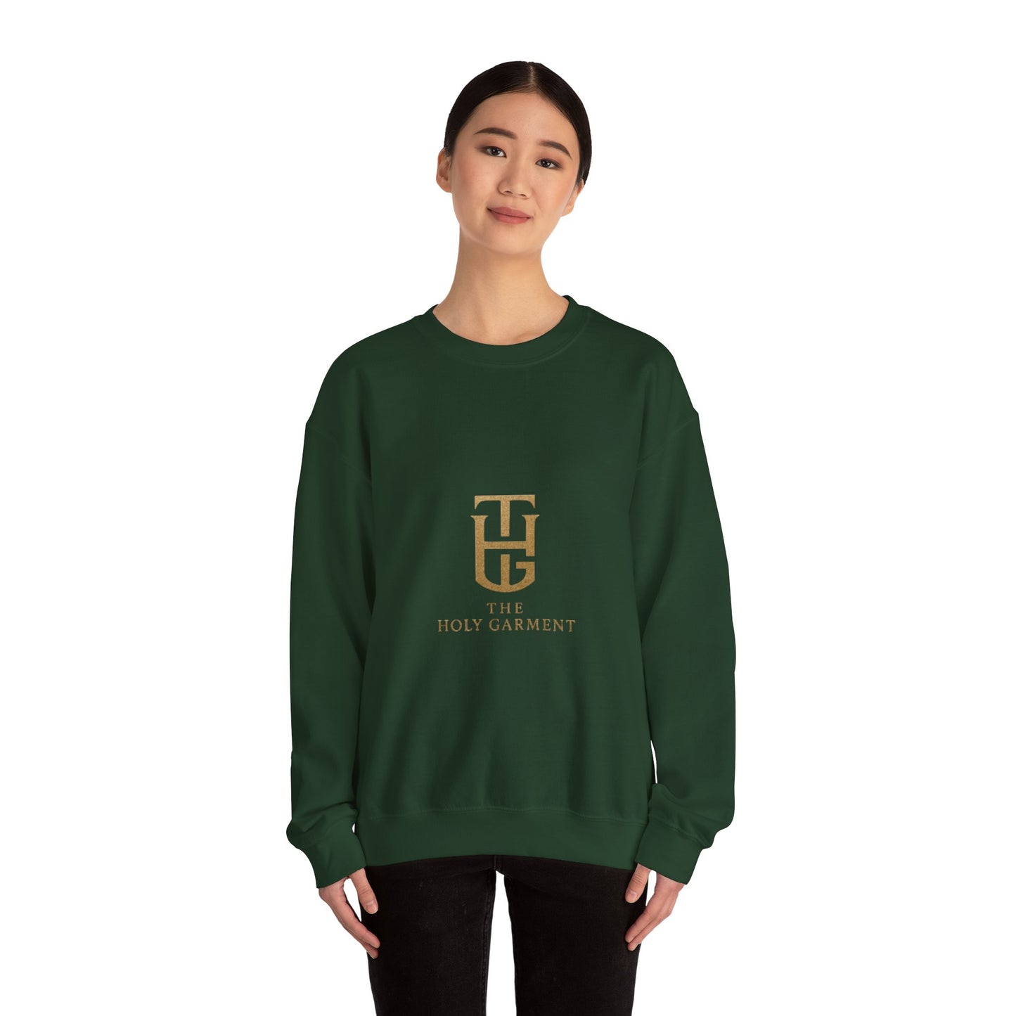 Crewneck Sweatshirt — The Holy Garment Gold Logo & Winged Emblem