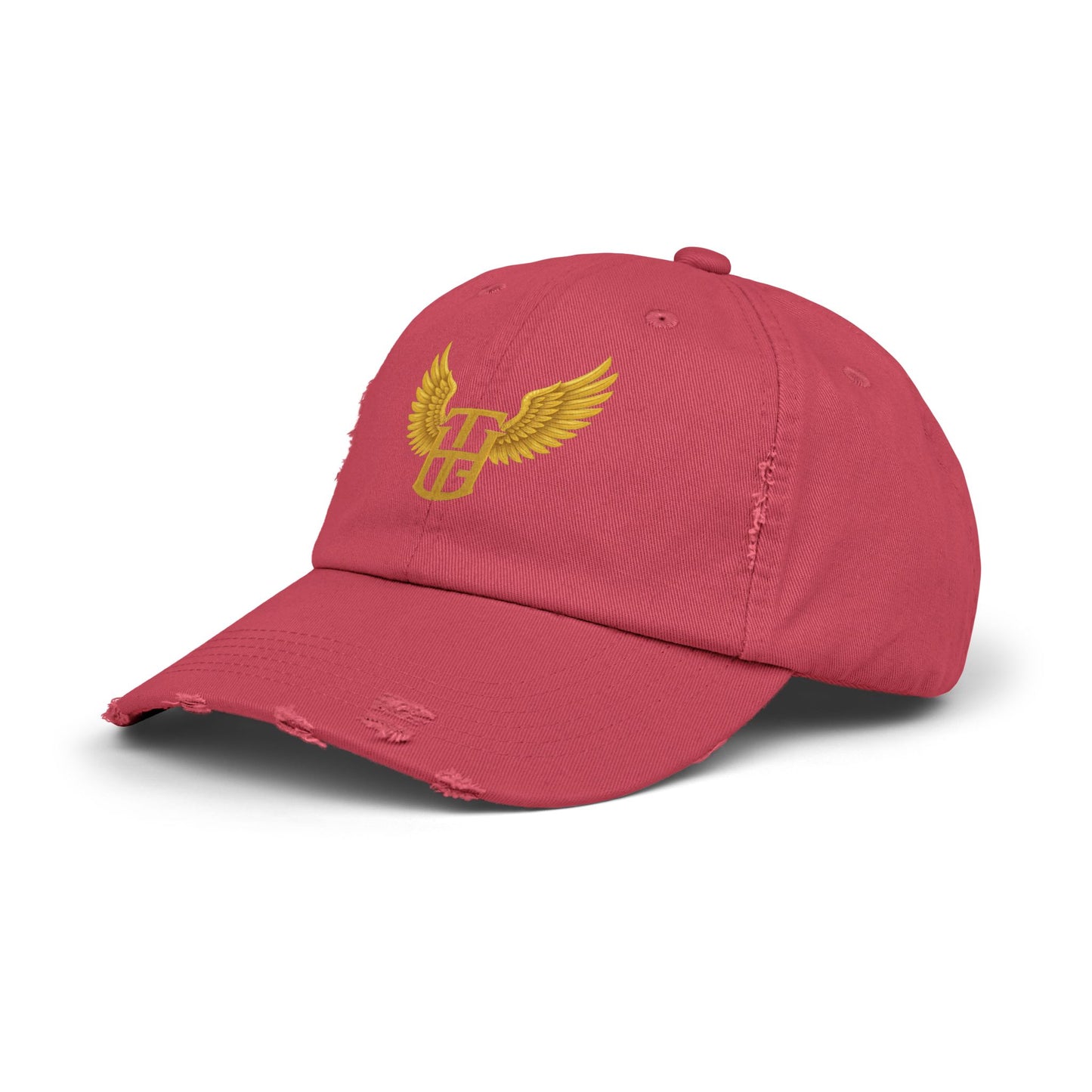 Distressed Wing Logo Cap — Gold Emblem Dad Hat