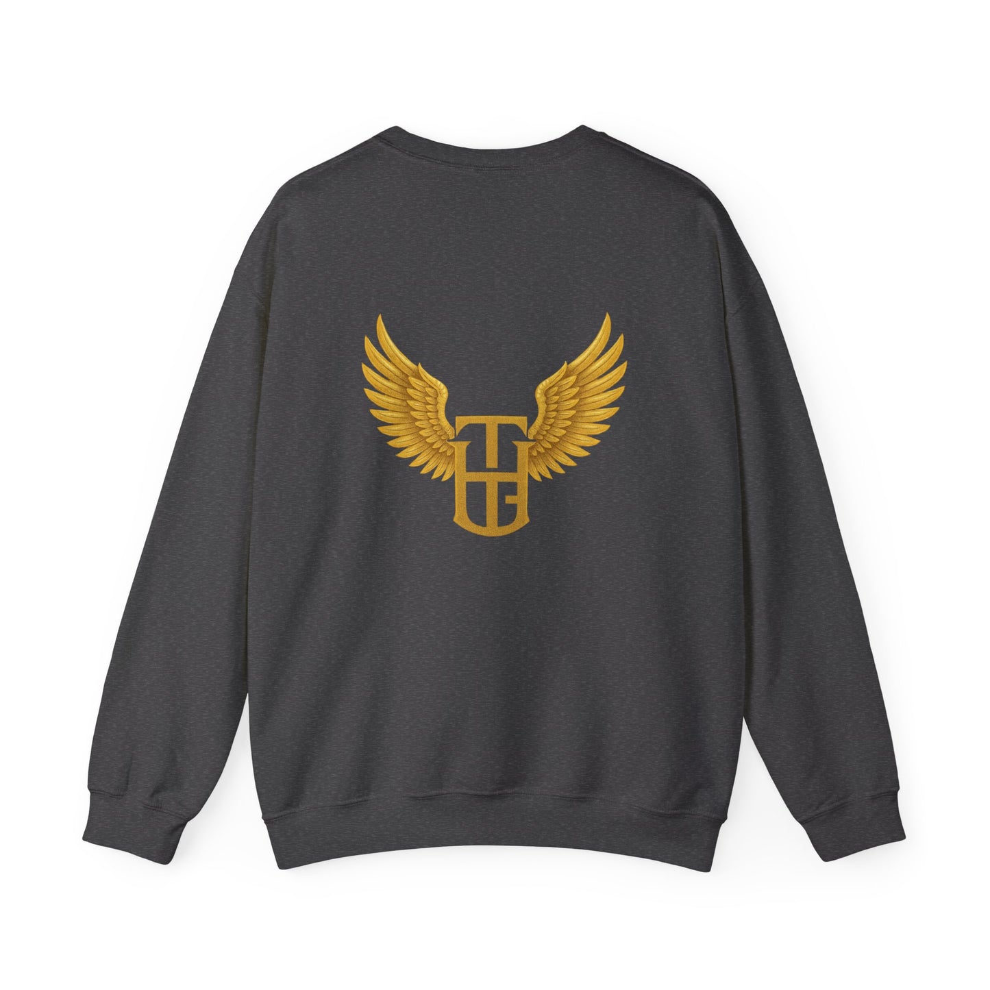Crewneck Sweatshirt — The Holy Garment Gold Logo & Winged Emblem