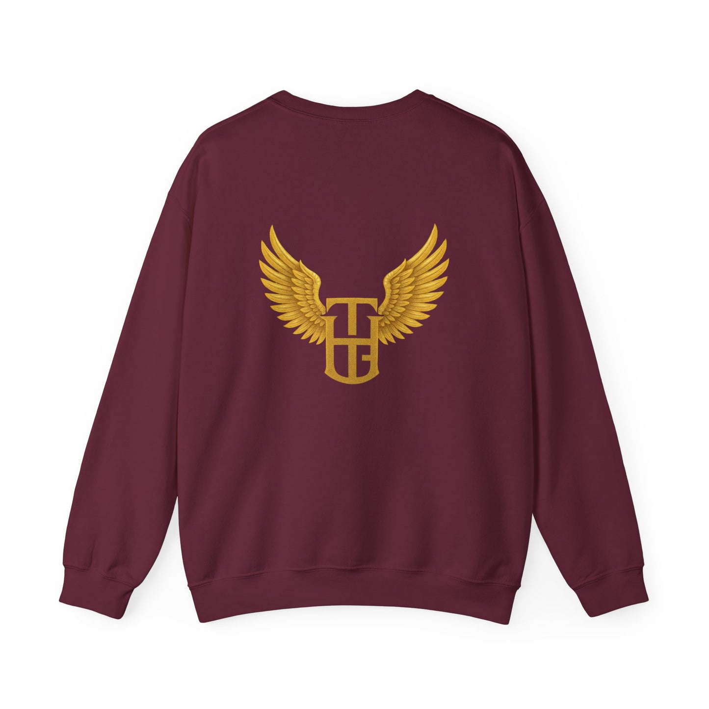 Crewneck Sweatshirt — The Holy Garment Gold Logo & Winged Emblem