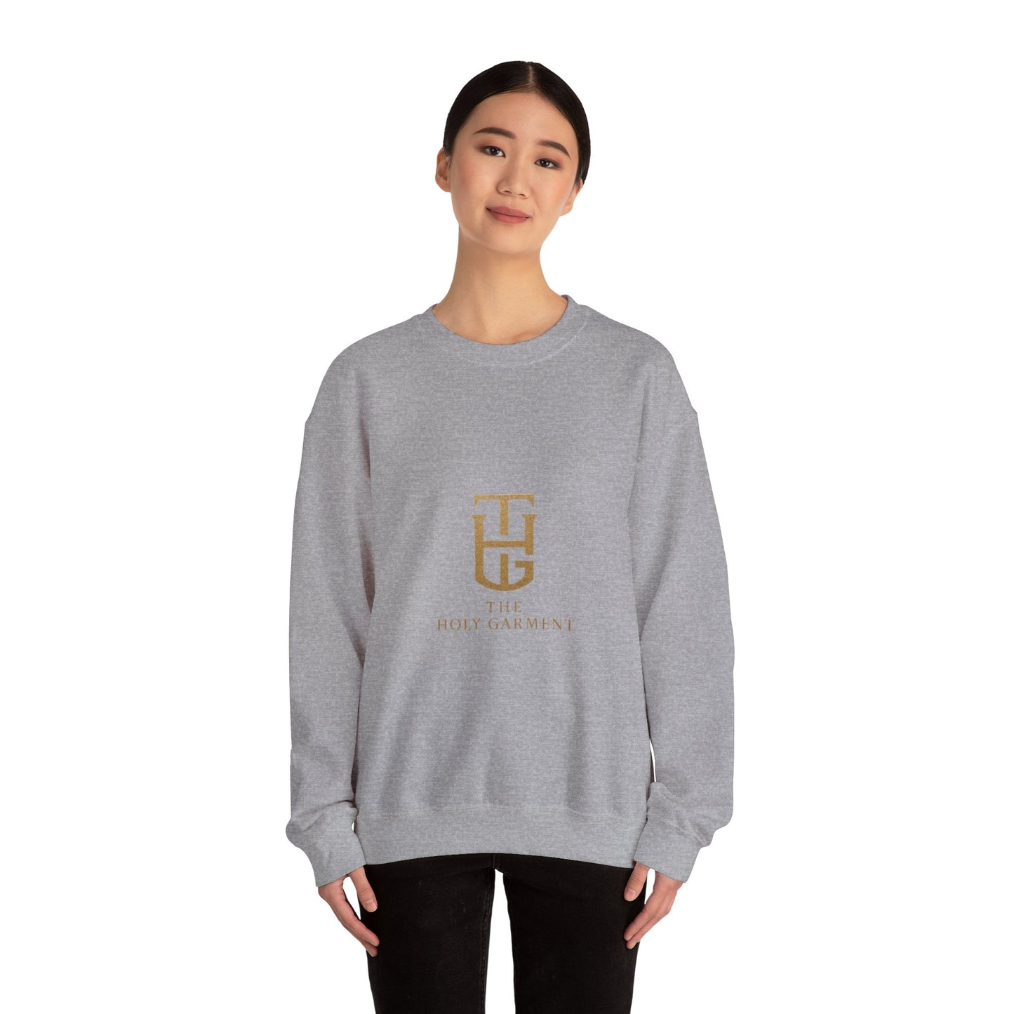 Crewneck Sweatshirt — The Holy Garment Gold Logo & Winged Emblem