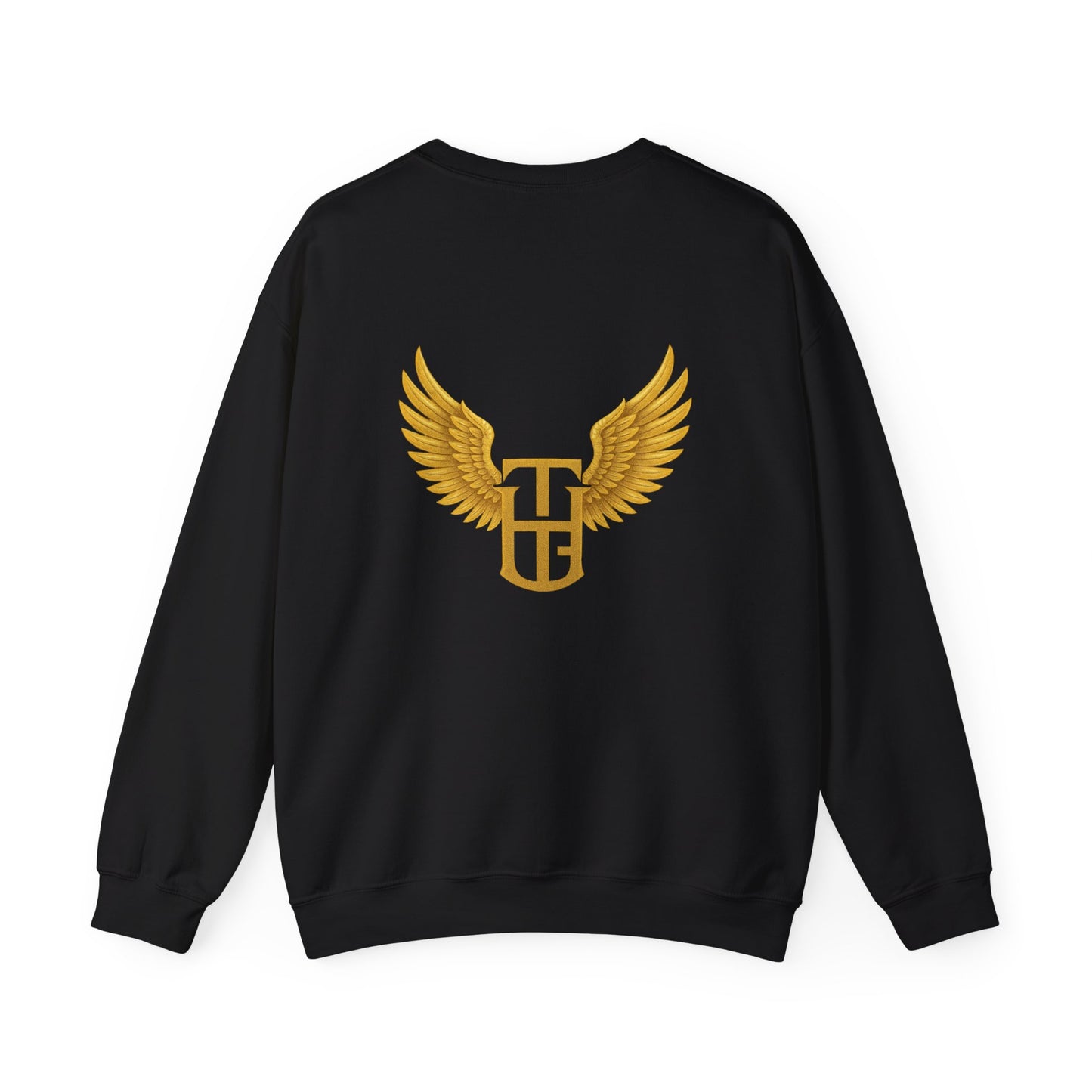 Crewneck Sweatshirt — The Holy Garment Gold Logo & Winged Emblem
