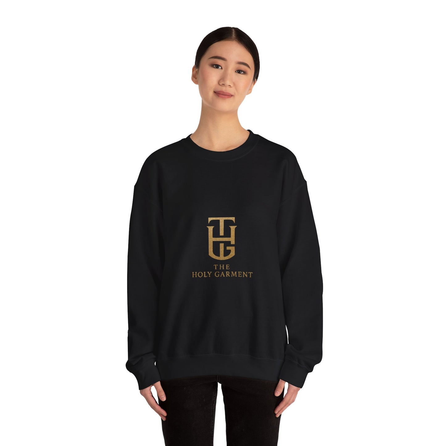 Crewneck Sweatshirt — The Holy Garment Gold Logo & Winged Emblem