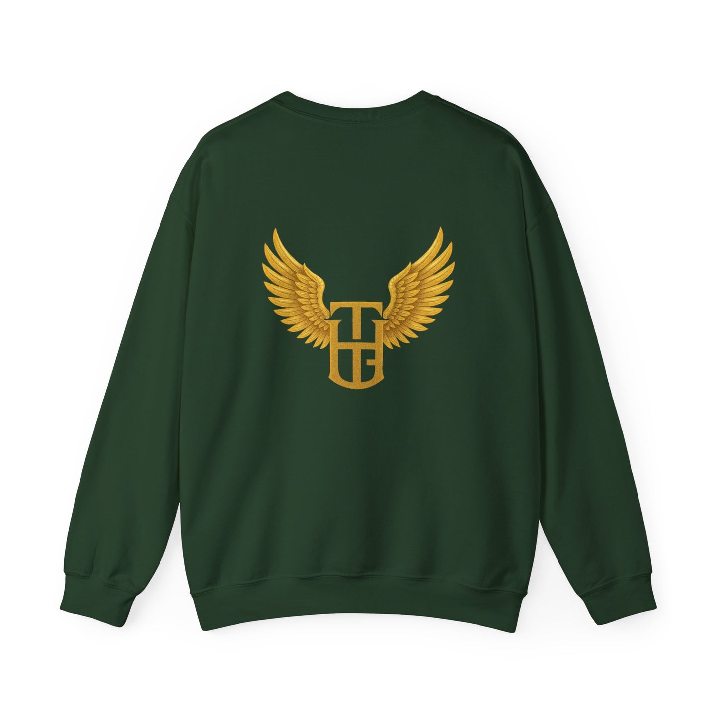 Crewneck Sweatshirt — The Holy Garment Gold Logo & Winged Emblem