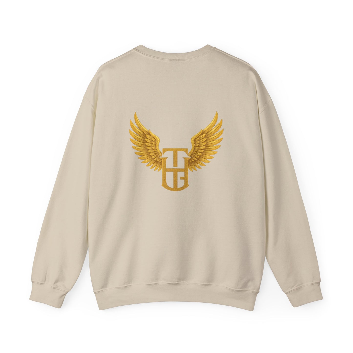 Crewneck Sweatshirt — The Holy Garment Gold Logo & Winged Emblem