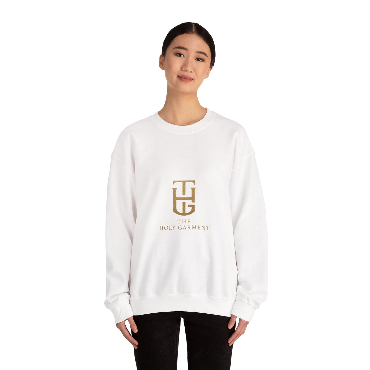Crewneck Sweatshirt — The Holy Garment Gold Logo & Winged Emblem