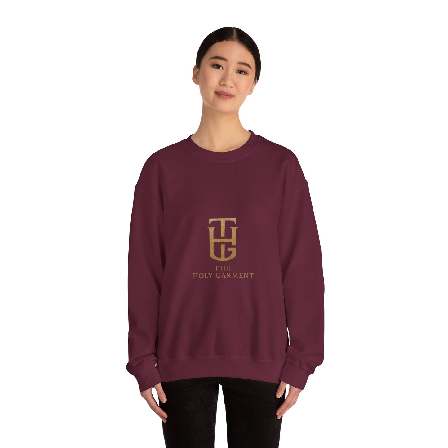 Crewneck Sweatshirt — The Holy Garment Gold Logo & Winged Emblem
