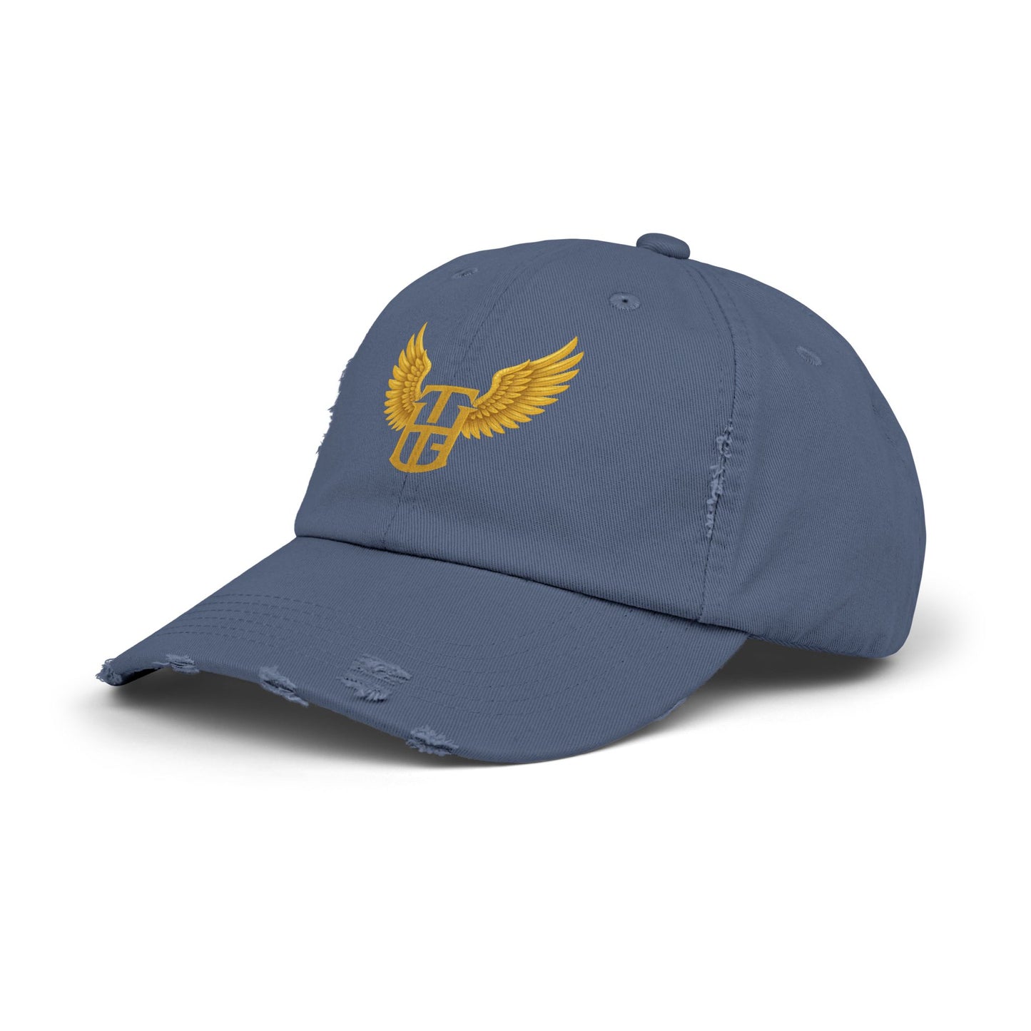 Distressed Wing Logo Cap — Gold Emblem Dad Hat