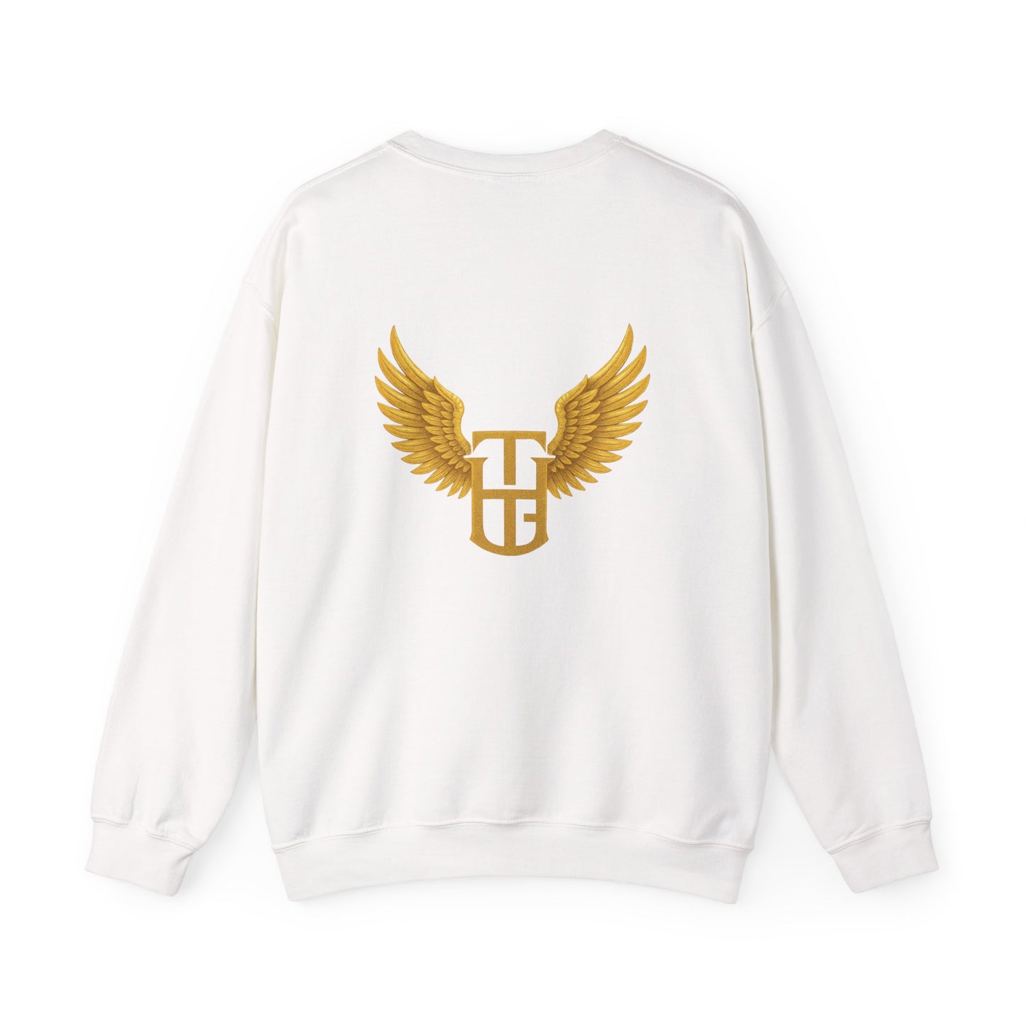 Crewneck Sweatshirt — The Holy Garment Gold Logo & Winged Emblem