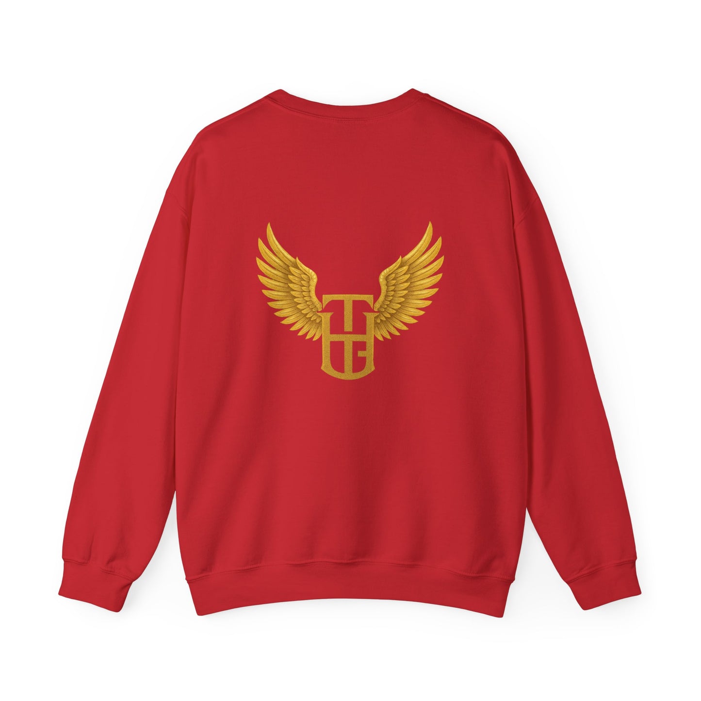 Crewneck Sweatshirt — The Holy Garment Gold Logo & Winged Emblem