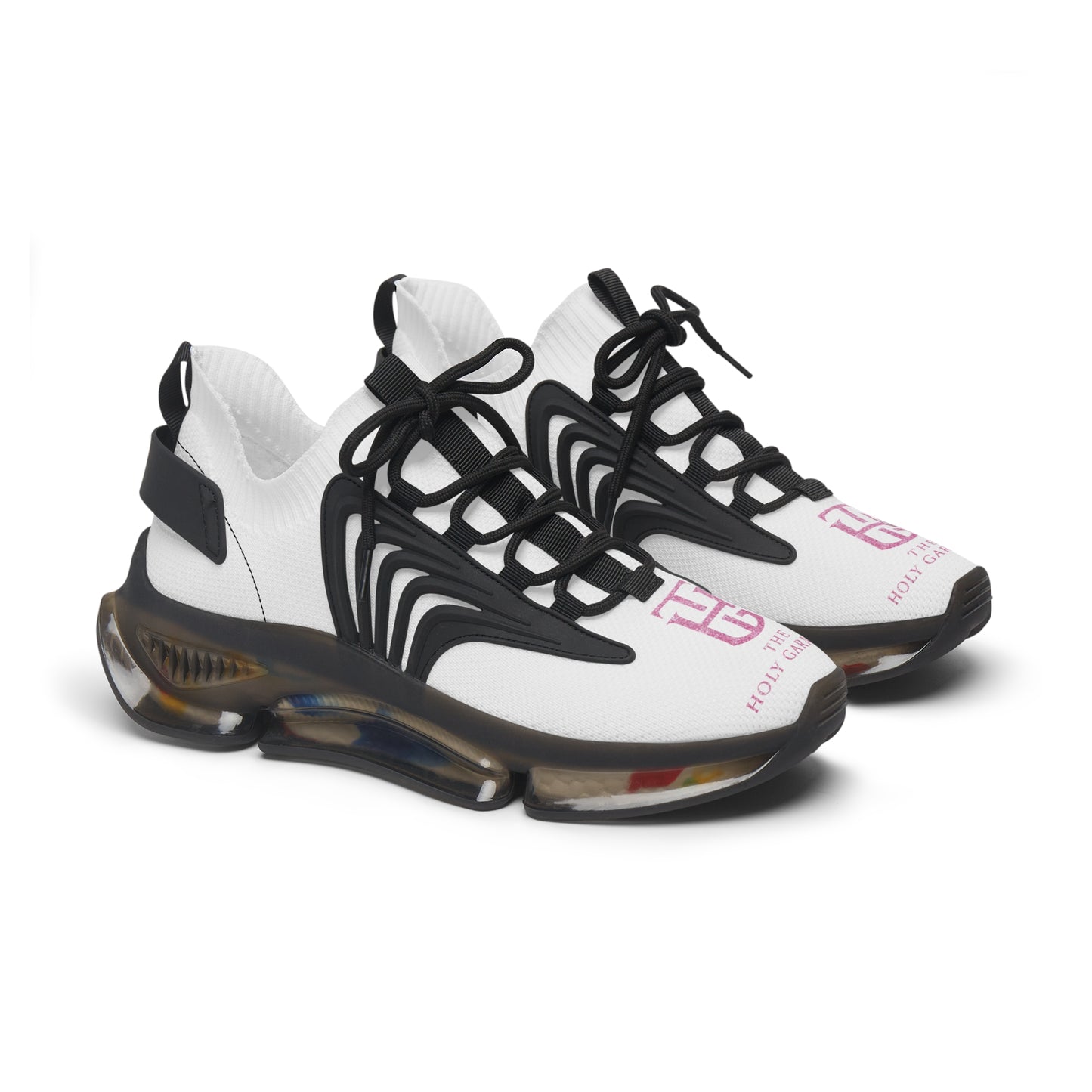 Women's Mesh Sneakers — Breathable White Knit Trainers with Pastel Speckled Sole