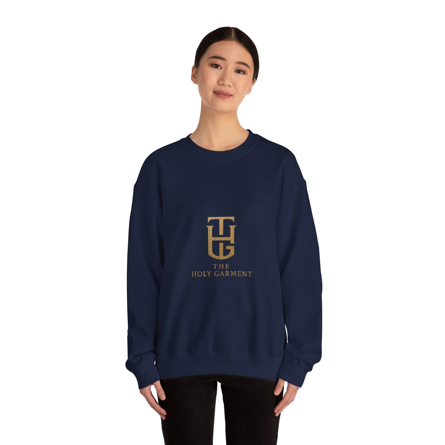 Crewneck Sweatshirt — The Holy Garment Gold Logo & Winged Emblem