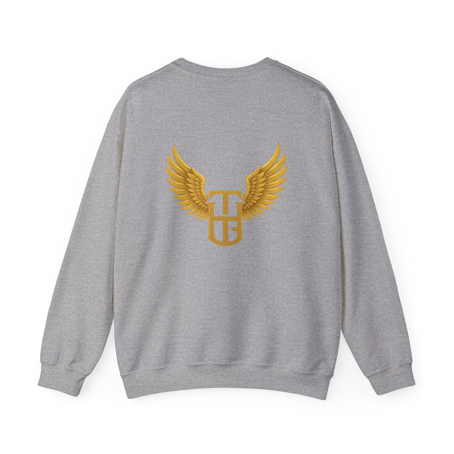Crewneck Sweatshirt — The Holy Garment Gold Logo & Winged Emblem