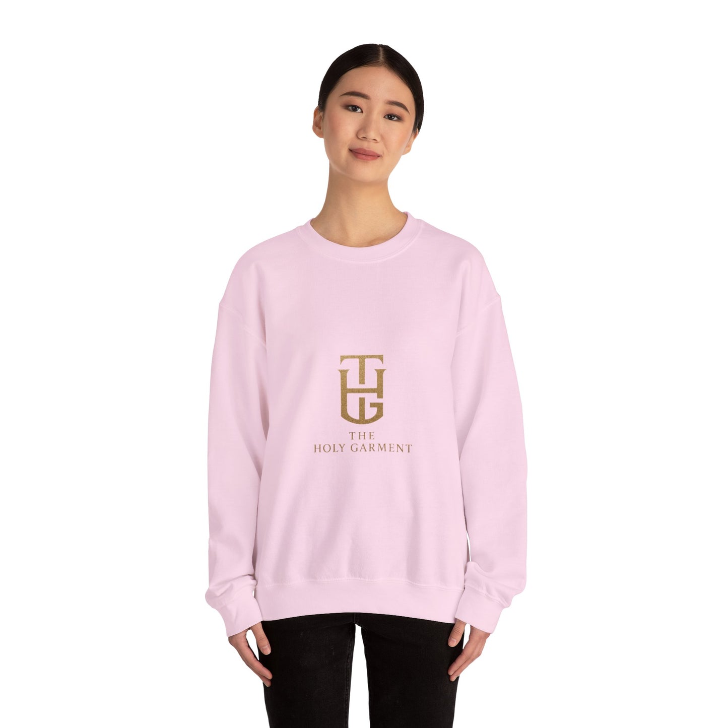Crewneck Sweatshirt — The Holy Garment Gold Logo & Winged Emblem